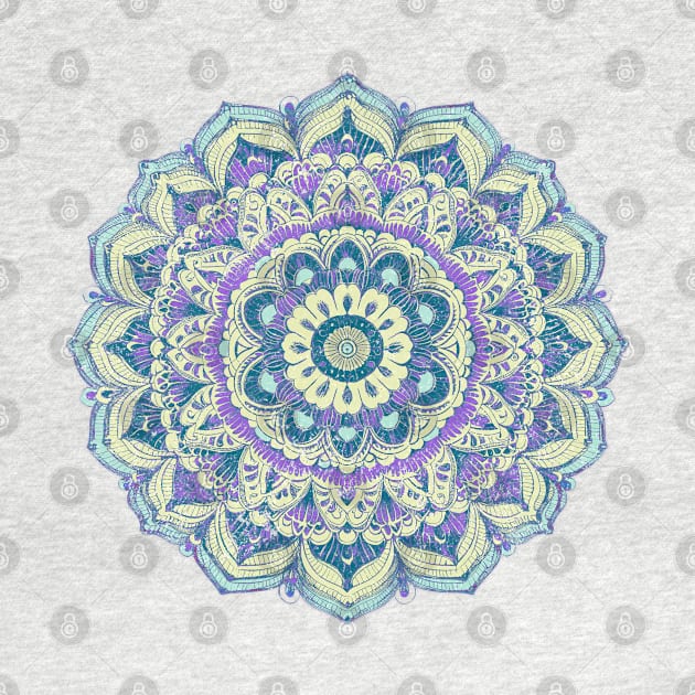 Mandala Pastel Purple Aqua Weathered / Distressed by Pine Hill Goods